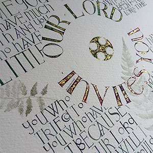 Religious calligraphy by Tess Cooling: Come Our Lord Invites You